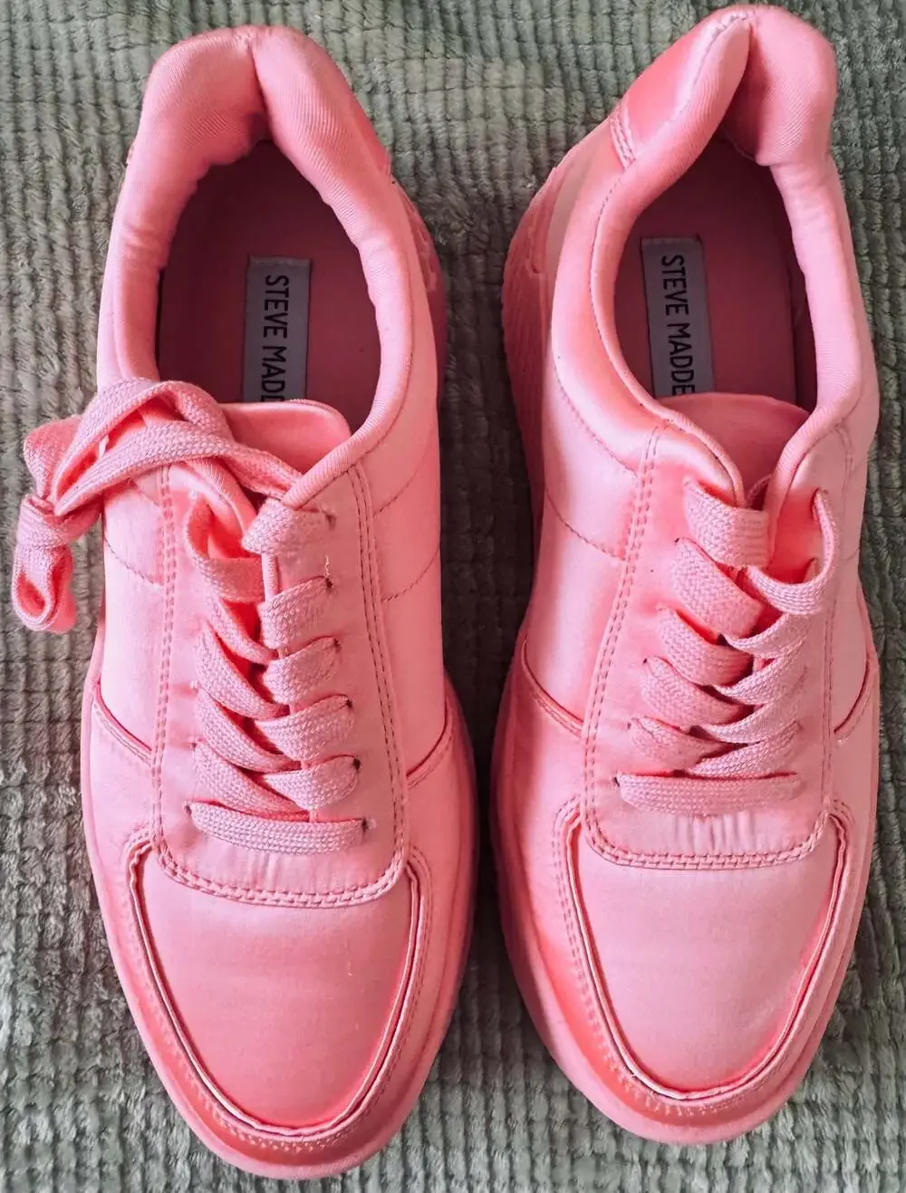 Steve Madden Sonic Satin Lace-Up Sneakers in Pink